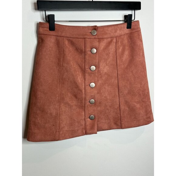 Forever 21 Skirt Womens Sz 25 0 XS Mini Faux Suede Pink Button Down Fall Casual - Picture 13 of 13